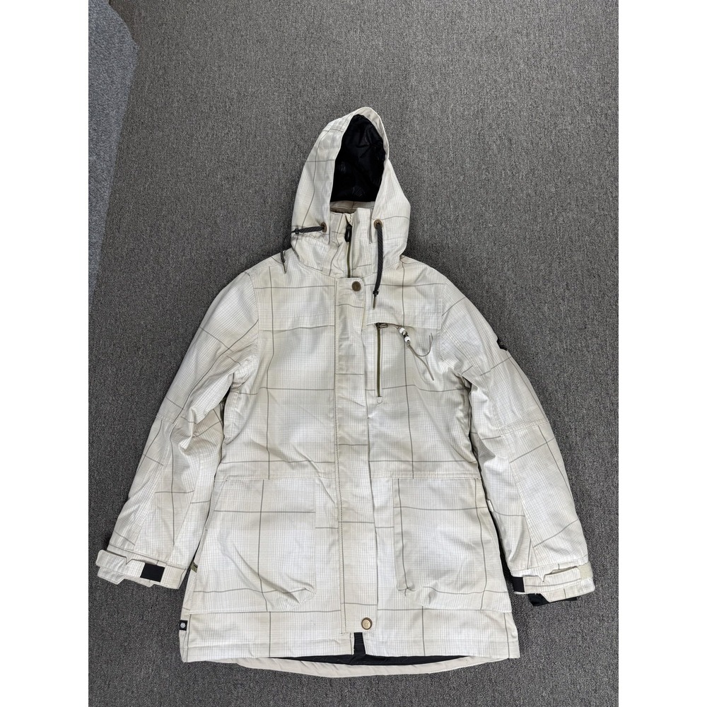 686 Jacket Womens Medium Beige InfiDRY 10K/10K Hooded Fleece Lined Ski Snowboard